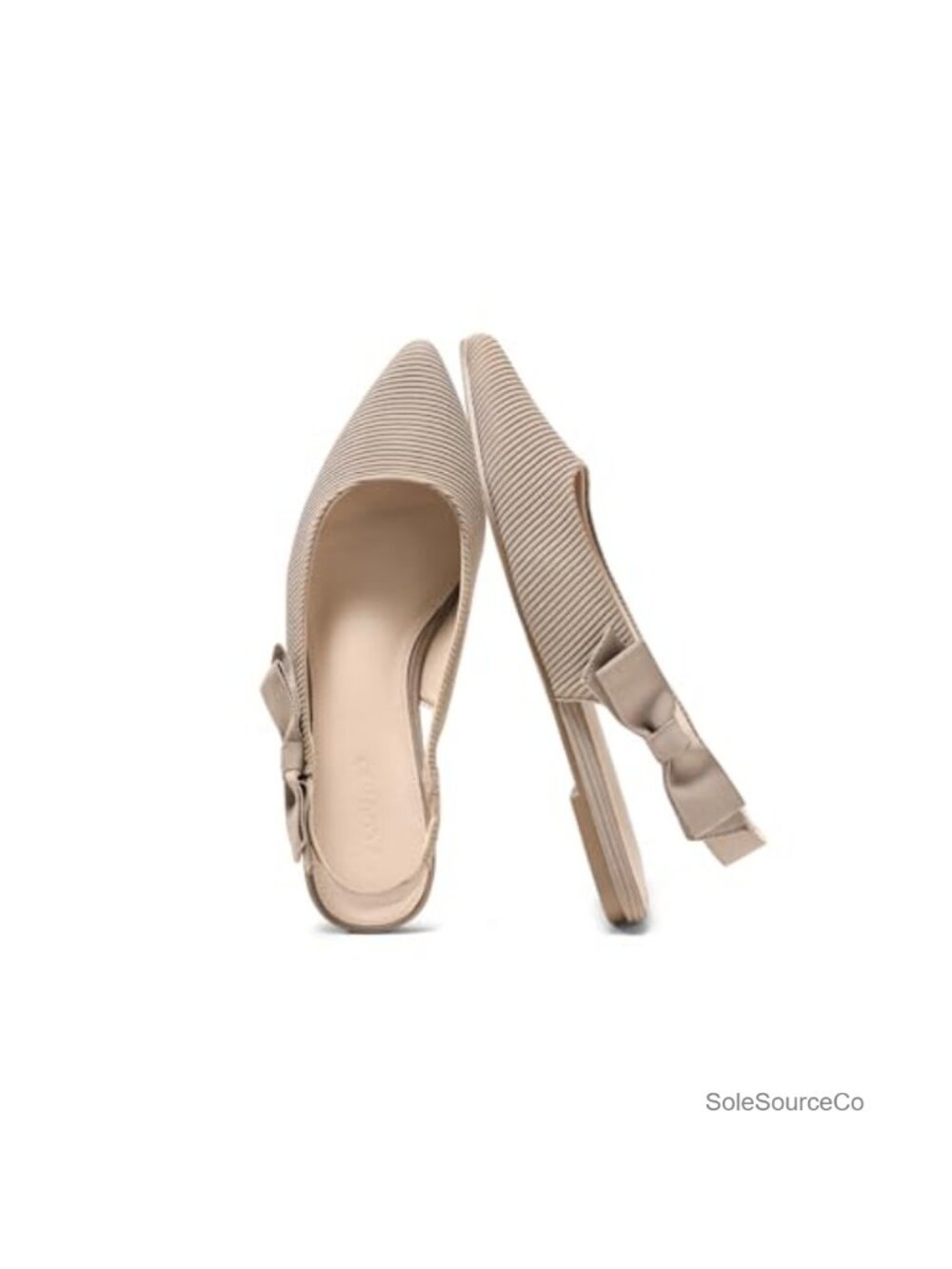 Women's Slingback Ballet Flats Bow Pointed Toe Dress Shoes Slip On